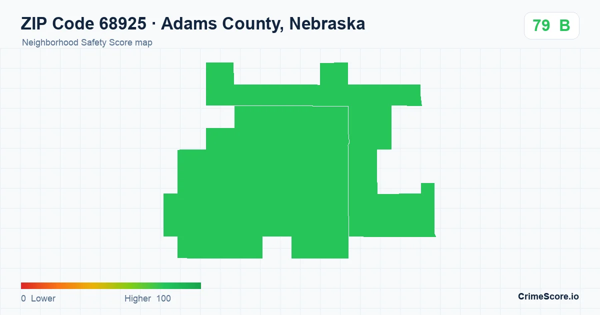 ZIP Code 68925 in Adams County, Nebraska neighborhood Safety Score map