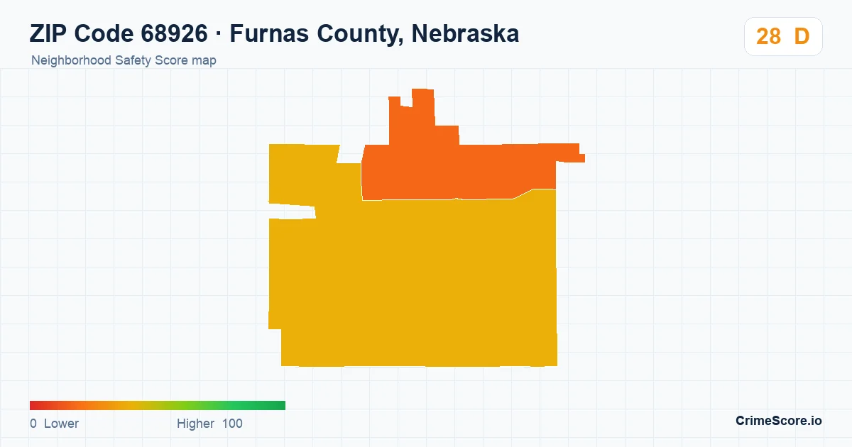 ZIP Code 68926 in Furnas County, Nebraska neighborhood Safety Score map