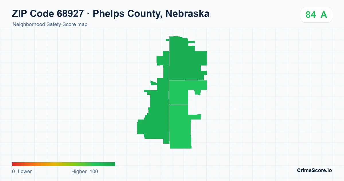 ZIP Code 68927 in Phelps County, Nebraska neighborhood Safety Score map