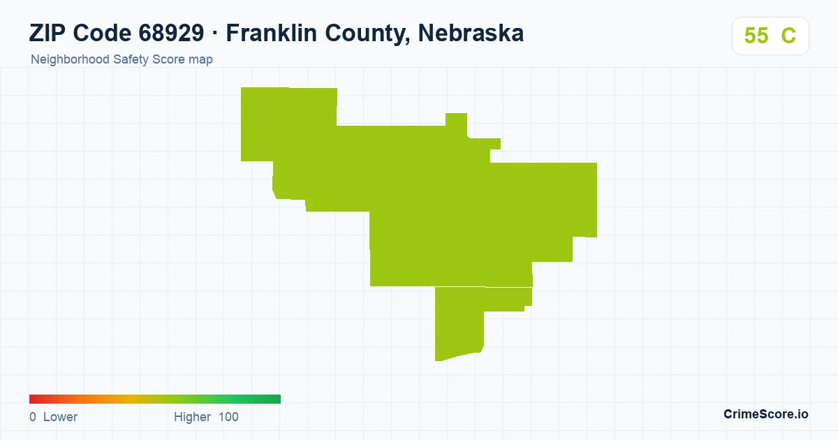 ZIP Code 68929 in Franklin County, Nebraska neighborhood Safety Score map