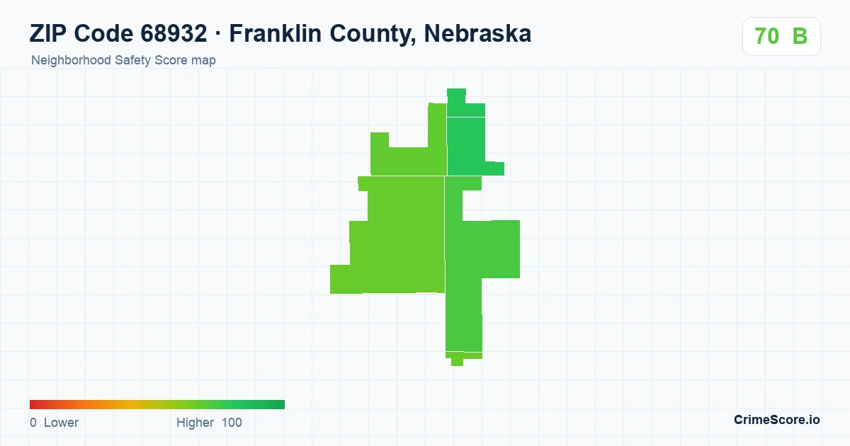 ZIP Code 68932 in Franklin County, Nebraska neighborhood Safety Score map