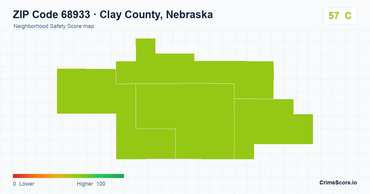 ZIP Code 68933 in Clay County, Nebraska neighborhood Safety Score map