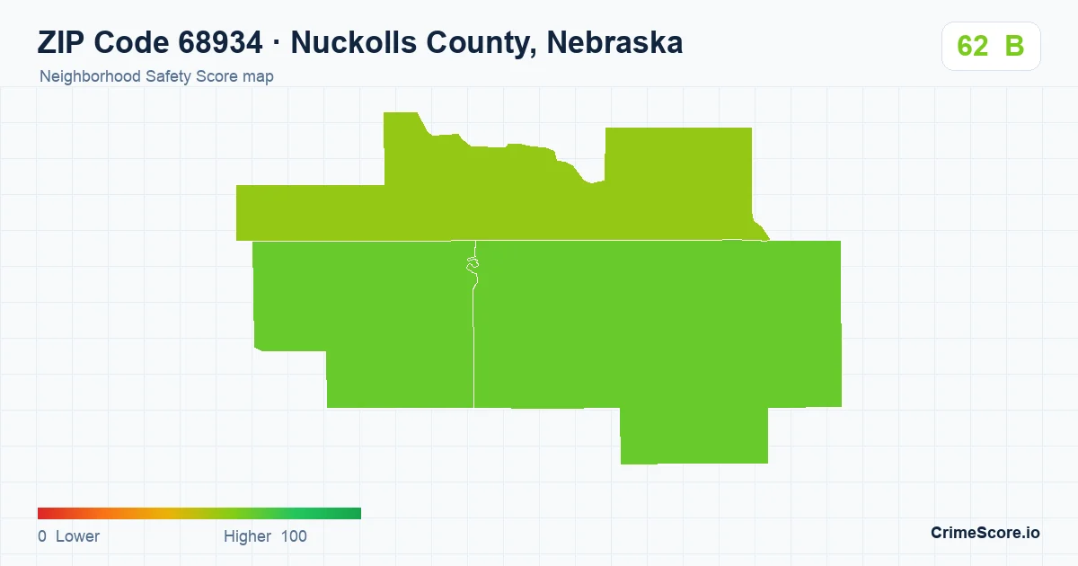 ZIP Code 68934 in Nuckolls County, Nebraska neighborhood Safety Score map