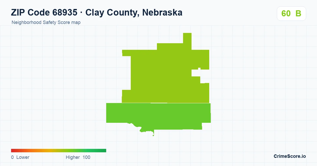 ZIP Code 68935 in Clay County, Nebraska neighborhood Safety Score map