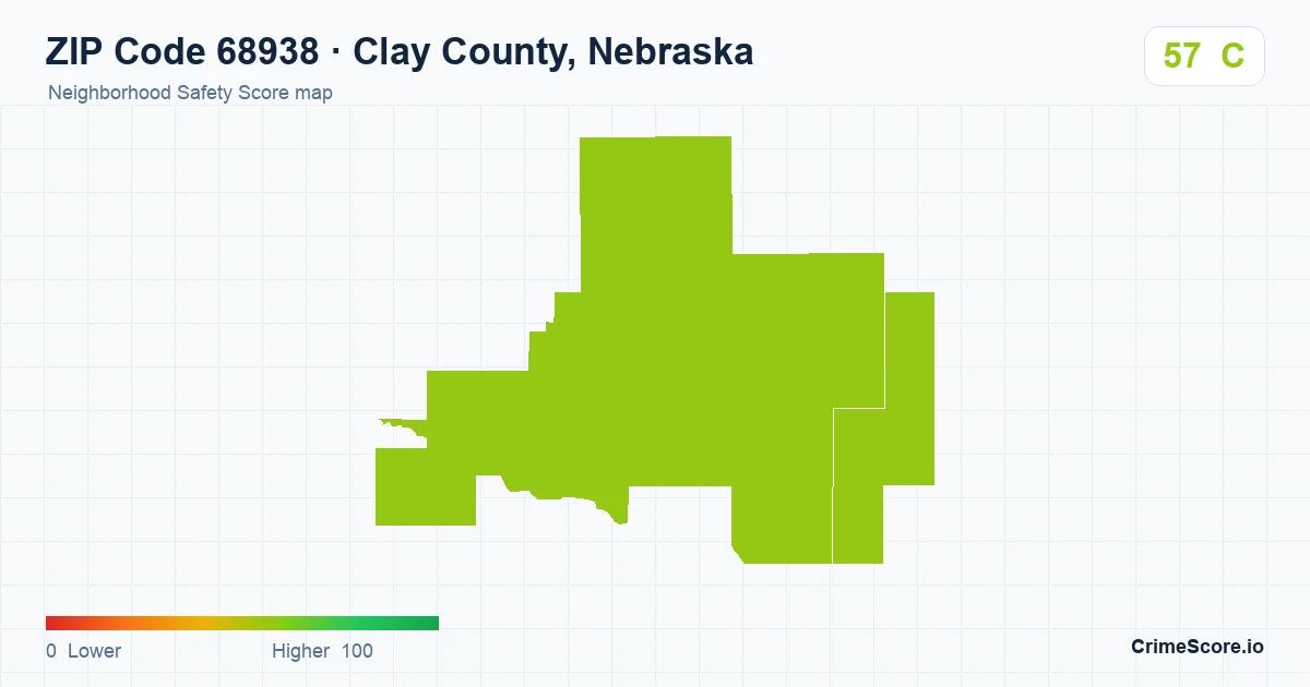 ZIP Code 68938 in Clay County, Nebraska neighborhood Safety Score map