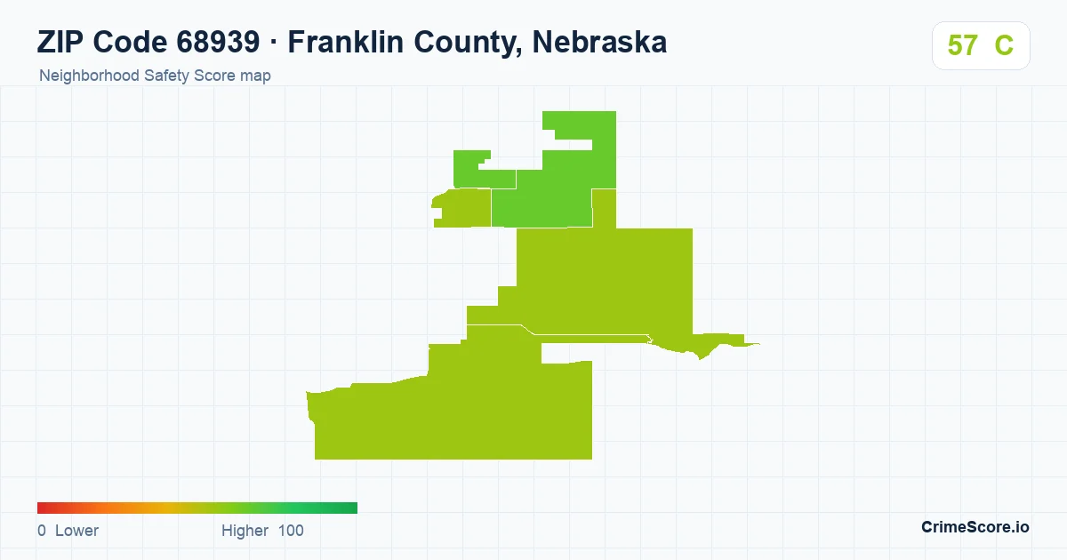 ZIP Code 68939 in Franklin County, Nebraska neighborhood Safety Score map