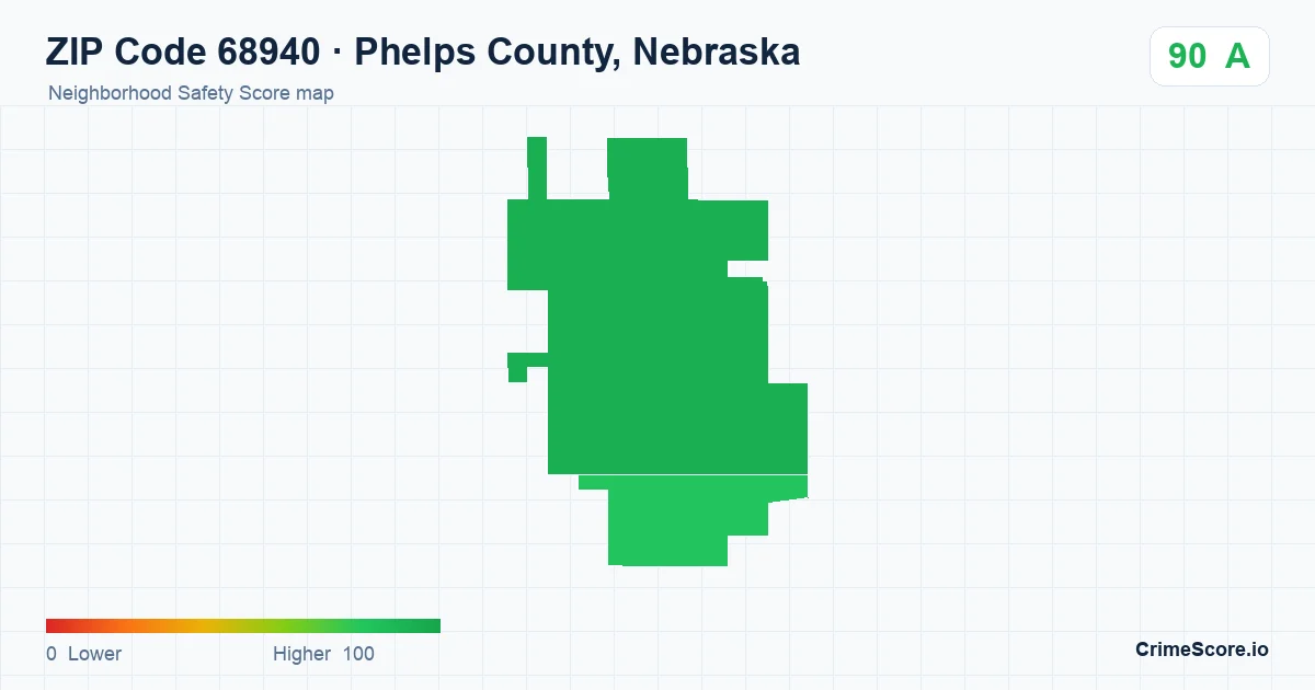 ZIP Code 68940 in Phelps County, Nebraska neighborhood Safety Score map