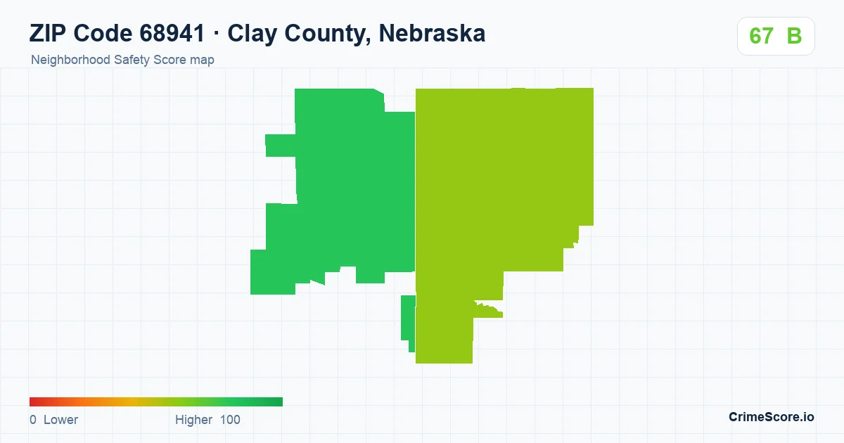 ZIP Code 68941 in Clay County, Nebraska neighborhood Safety Score map