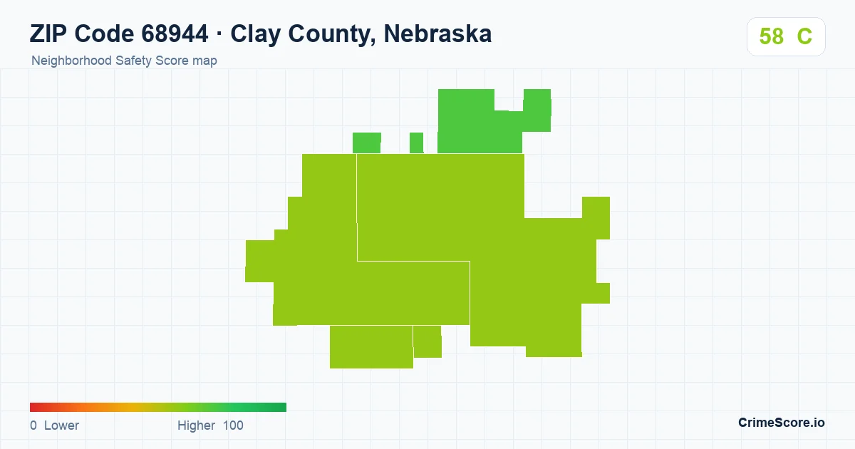 ZIP Code 68944 in Clay County, Nebraska neighborhood Safety Score map