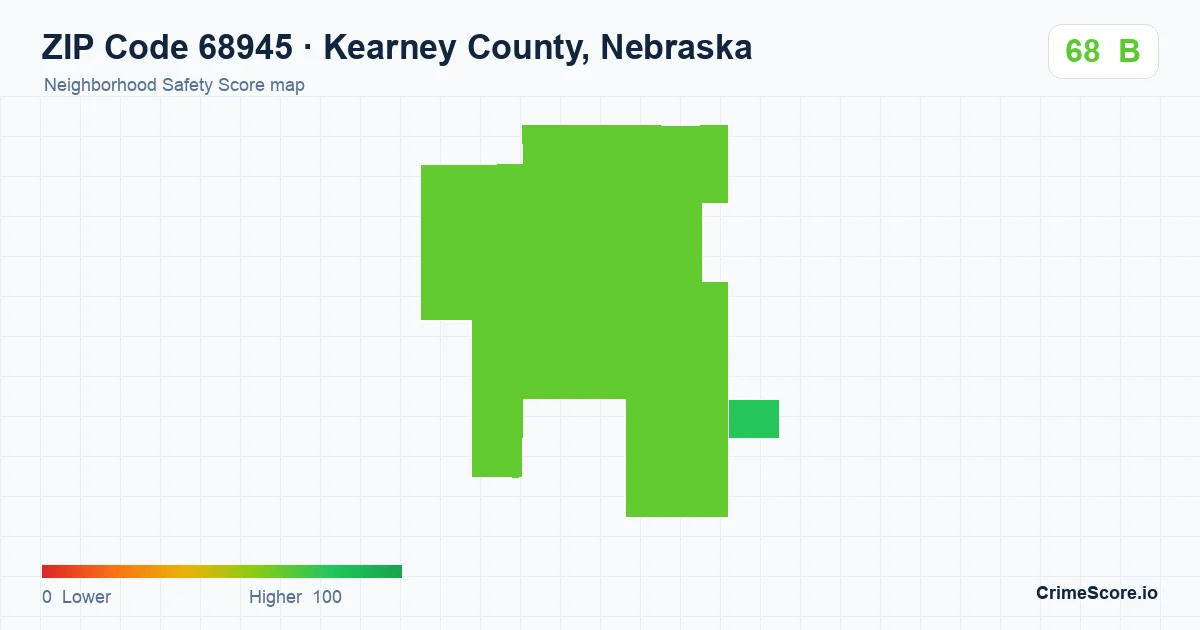 ZIP Code 68945 in Kearney County, Nebraska neighborhood Safety Score map