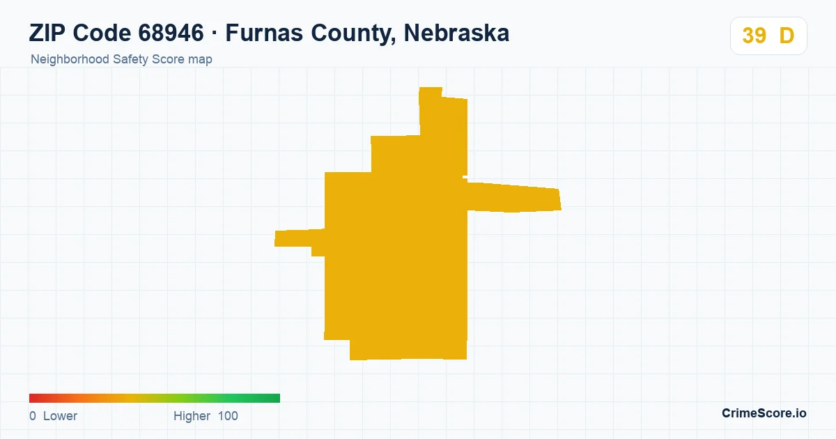 ZIP Code 68946 in Furnas County, Nebraska neighborhood Safety Score map
