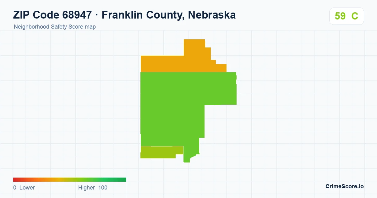 ZIP Code 68947 in Franklin County, Nebraska neighborhood Safety Score map