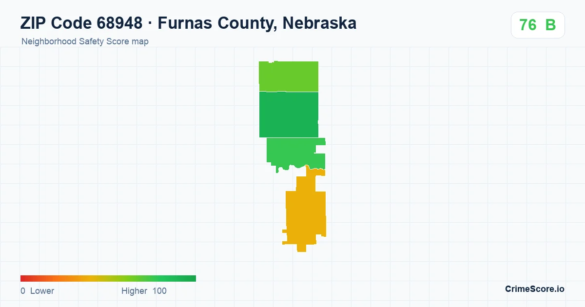 ZIP Code 68948 in Furnas County, Nebraska neighborhood Safety Score map