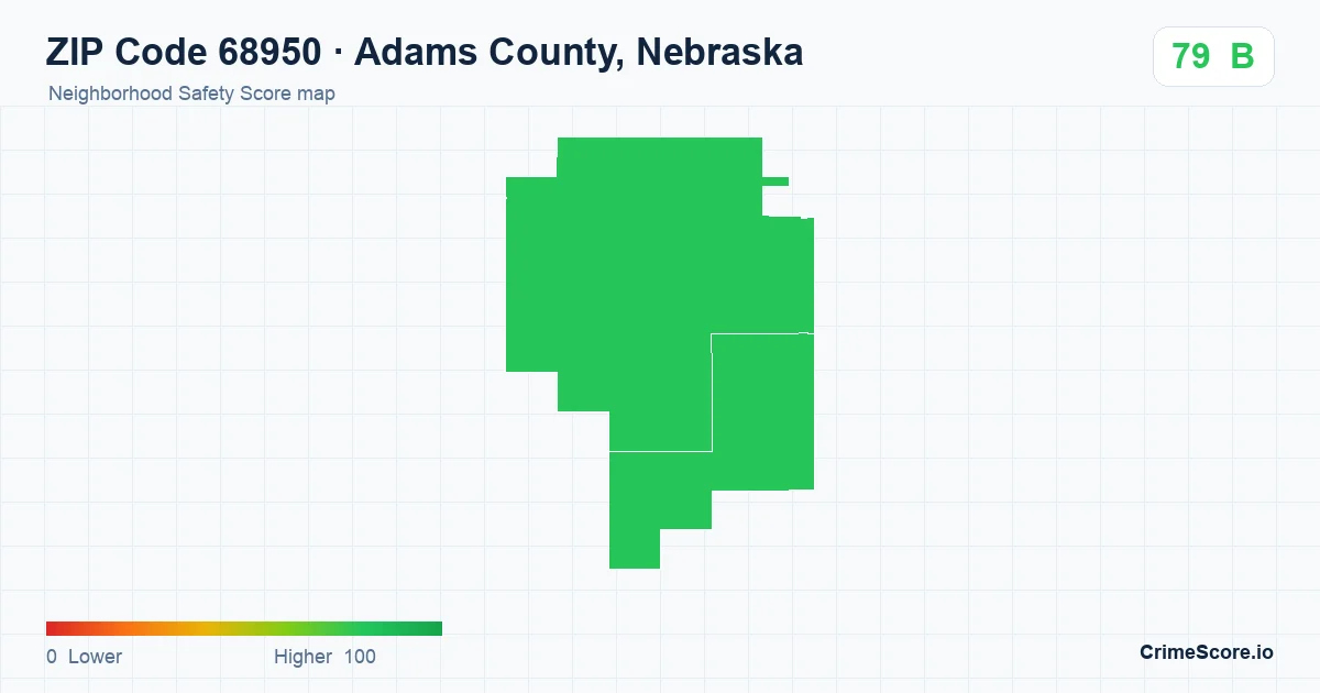ZIP Code 68950 in Adams County, Nebraska neighborhood Safety Score map
