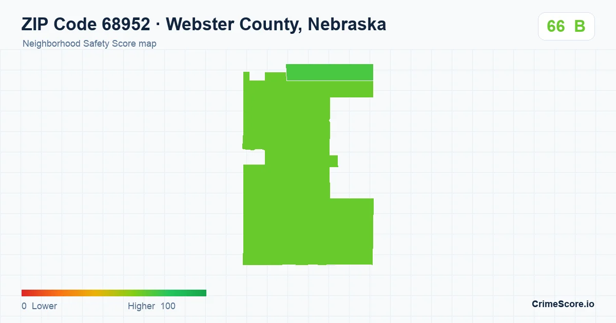 ZIP Code 68952 in Webster County, Nebraska neighborhood Safety Score map