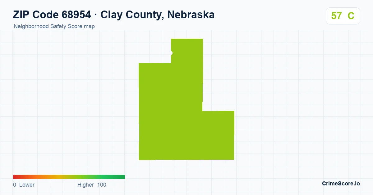 ZIP Code 68954 in Clay County, Nebraska neighborhood Safety Score map