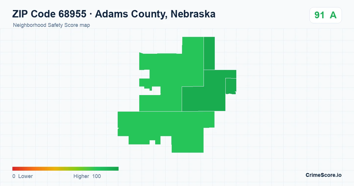 ZIP Code 68955 in Adams County, Nebraska neighborhood Safety Score map