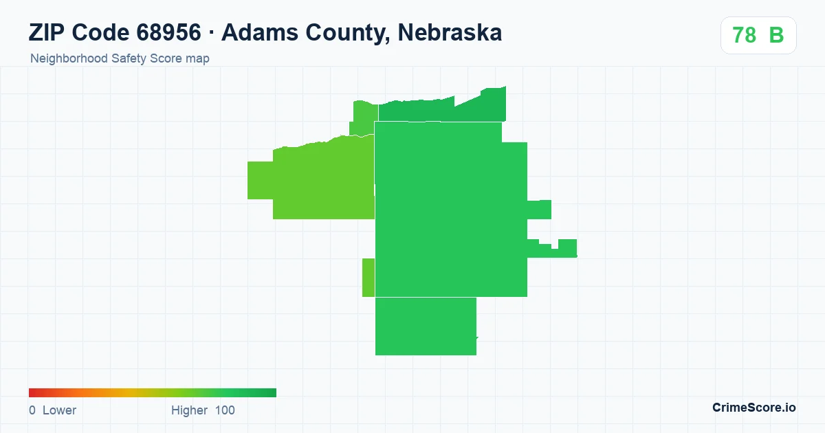 ZIP Code 68956 in Adams County, Nebraska neighborhood Safety Score map