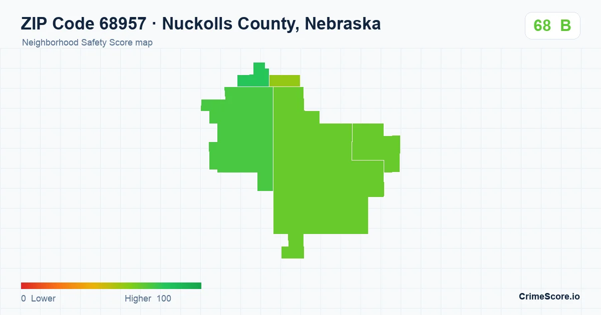 ZIP Code 68957 in Nuckolls County, Nebraska neighborhood Safety Score map