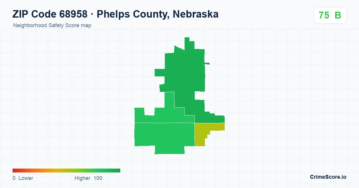 ZIP Code 68958 in Phelps County, Nebraska neighborhood Safety Score map