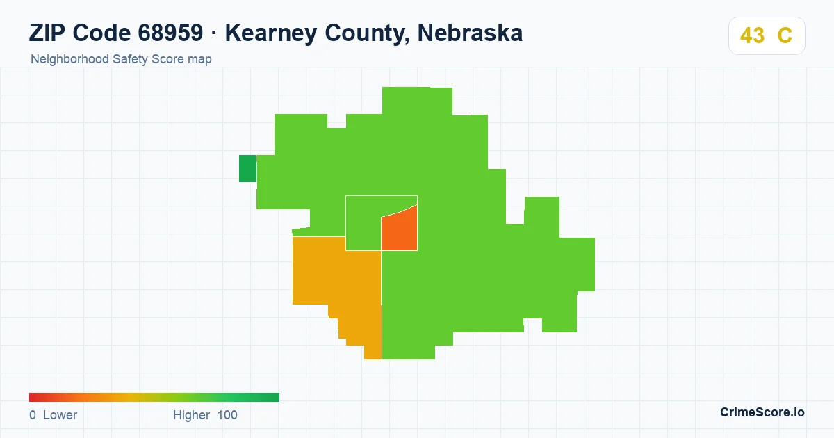 ZIP Code 68959 in Kearney County, Nebraska neighborhood Safety Score map