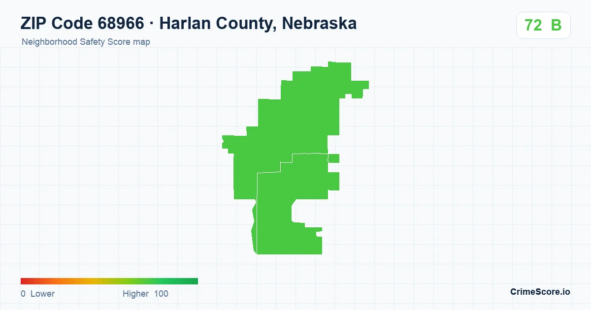 ZIP Code 68966 in Harlan County, Nebraska neighborhood Safety Score map