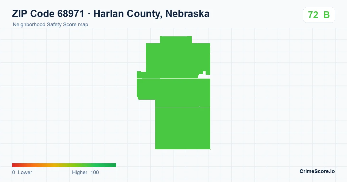 ZIP Code 68971 in Harlan County, Nebraska neighborhood Safety Score map