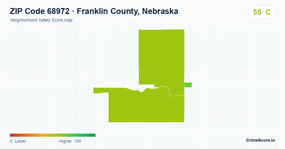 ZIP Code 68972 in Franklin County, Nebraska neighborhood Safety Score map