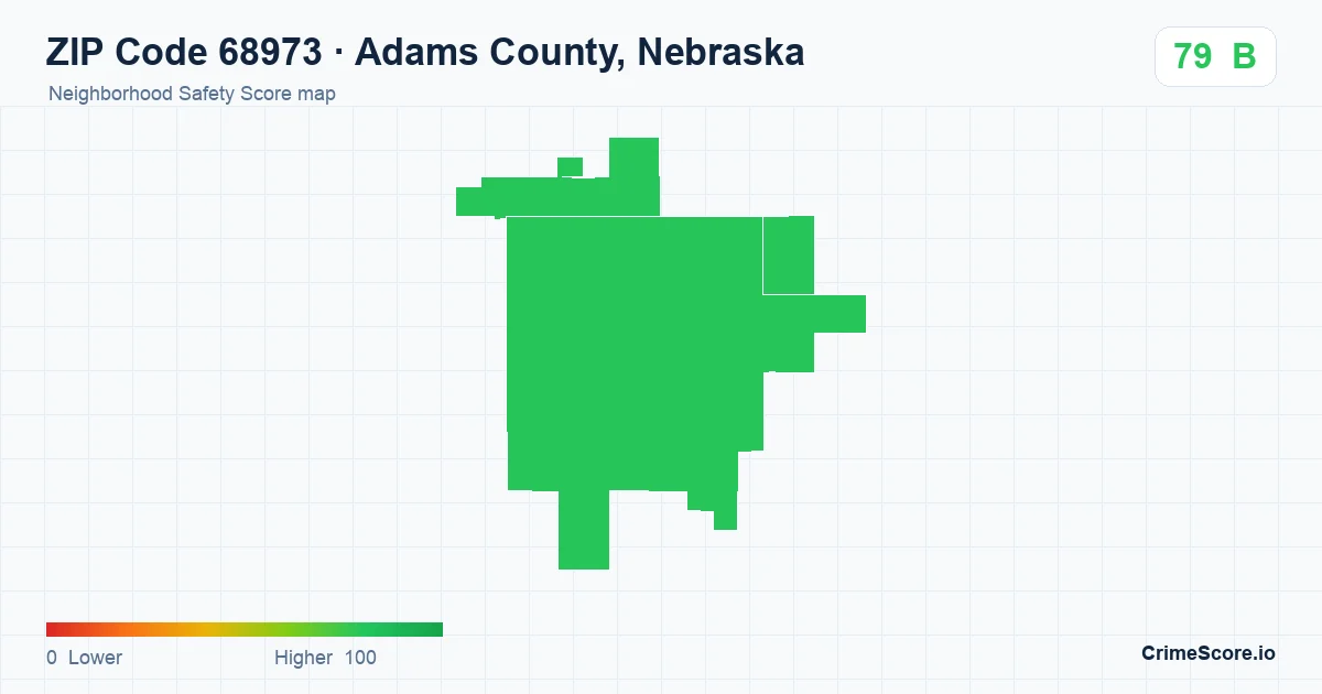 ZIP Code 68973 in Adams County, Nebraska neighborhood Safety Score map