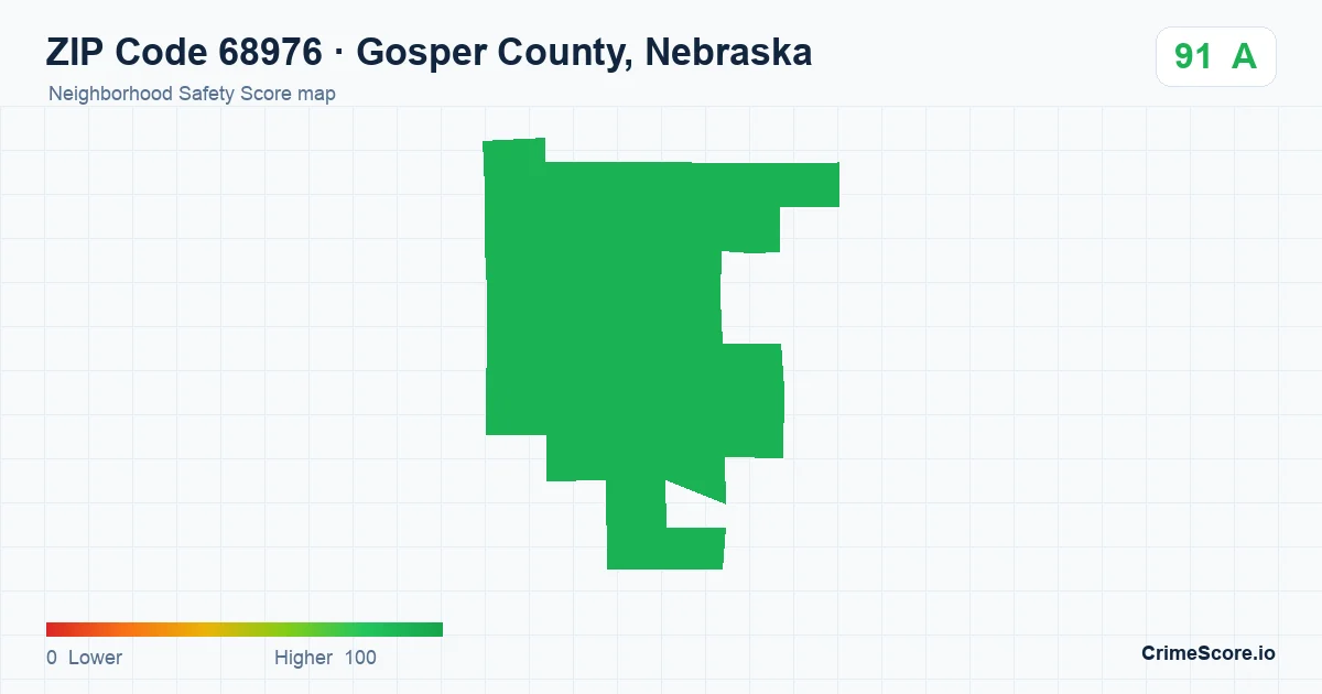ZIP Code 68976 in Gosper County, Nebraska neighborhood Safety Score map