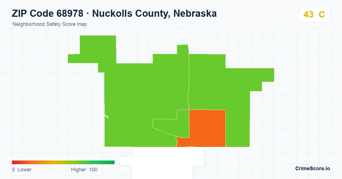 ZIP Code 68978 in Nuckolls County, Nebraska neighborhood Safety Score map