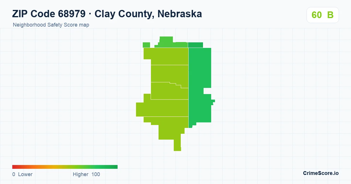 ZIP Code 68979 in Clay County, Nebraska neighborhood Safety Score map