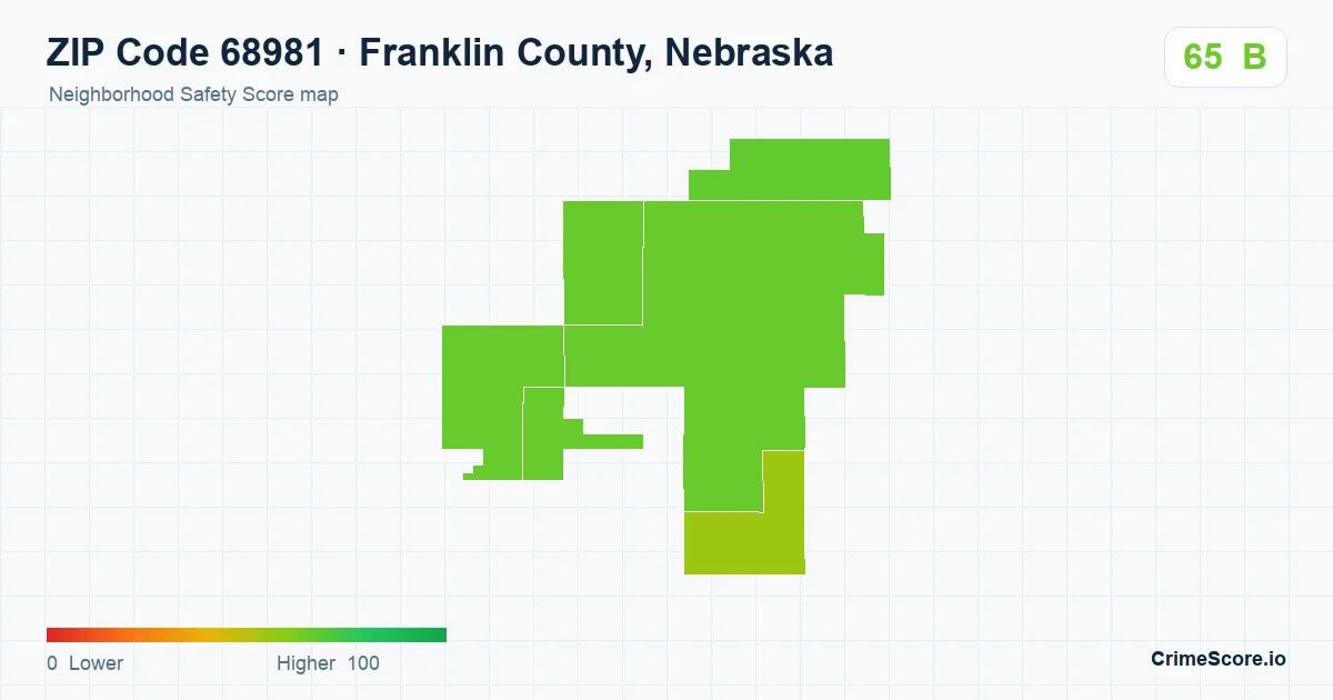 ZIP Code 68981 in Franklin County, Nebraska neighborhood Safety Score map