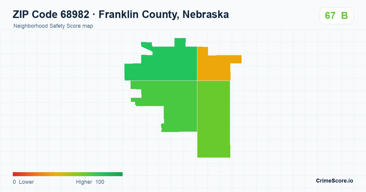 ZIP Code 68982 in Franklin County, Nebraska neighborhood Safety Score map