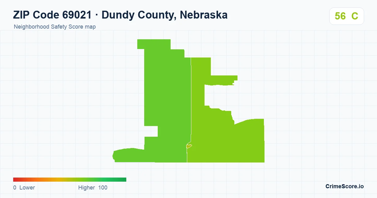 ZIP Code 69021 in Dundy County, Nebraska neighborhood Safety Score map