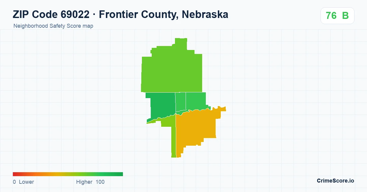 ZIP Code 69022 in Frontier County, Nebraska neighborhood Safety Score map