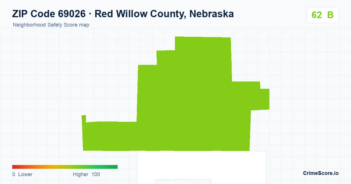 ZIP Code 69026 in Red Willow County, Nebraska neighborhood Safety Score map