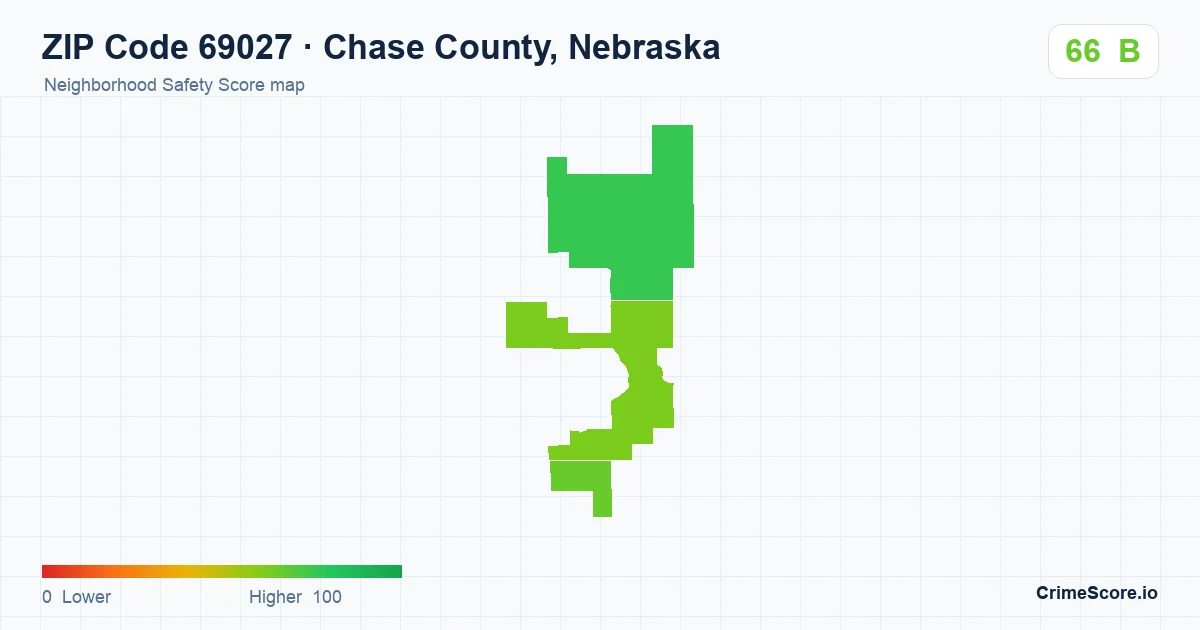 ZIP Code 69027 in Chase County, Nebraska neighborhood Safety Score map