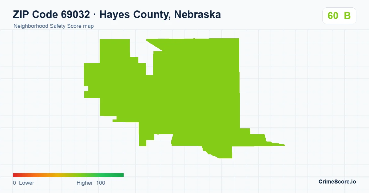 ZIP Code 69032 in Hayes County, Nebraska neighborhood Safety Score map