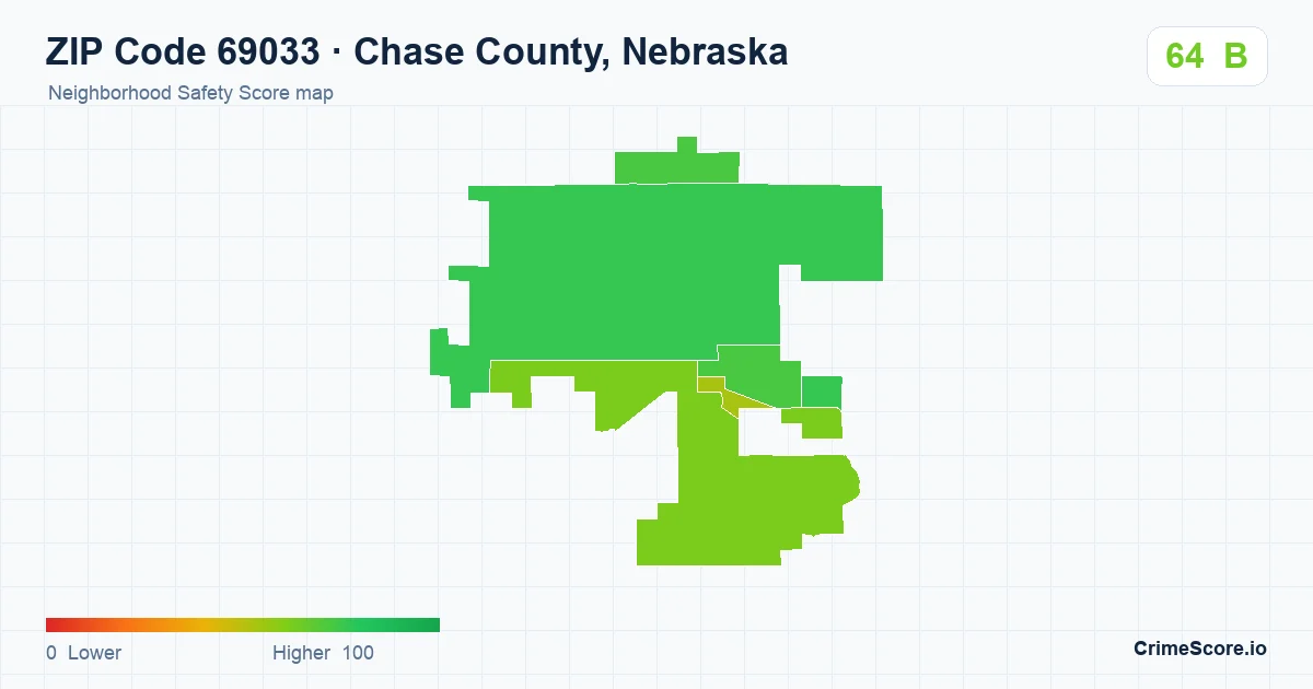 ZIP Code 69033 in Chase County, Nebraska neighborhood Safety Score map