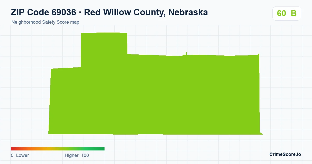 ZIP Code 69036 in Red Willow County, Nebraska neighborhood Safety Score map