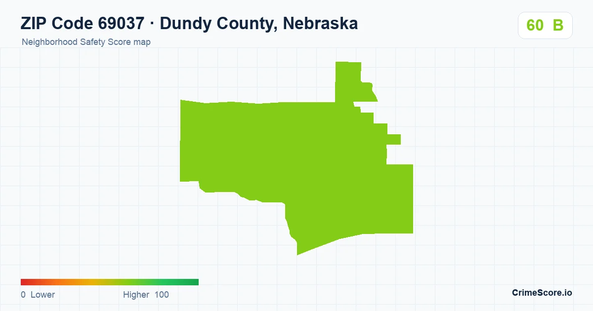 ZIP Code 69037 in Dundy County, Nebraska neighborhood Safety Score map