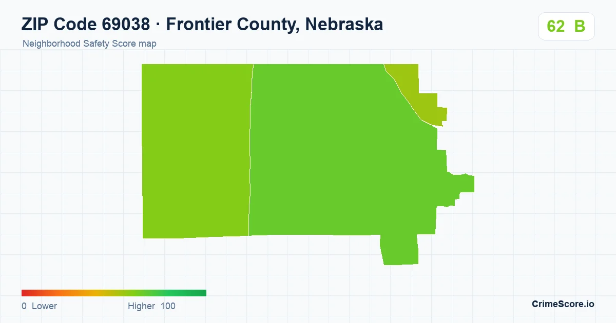 ZIP Code 69038 in Frontier County, Nebraska neighborhood Safety Score map