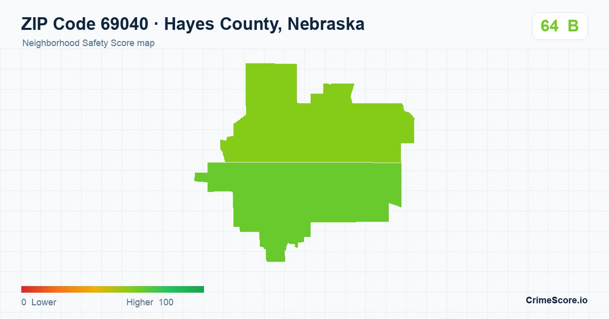 ZIP Code 69040 in Hayes County, Nebraska neighborhood Safety Score map