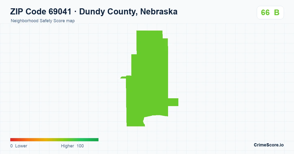 ZIP Code 69041 in Dundy County, Nebraska neighborhood Safety Score map