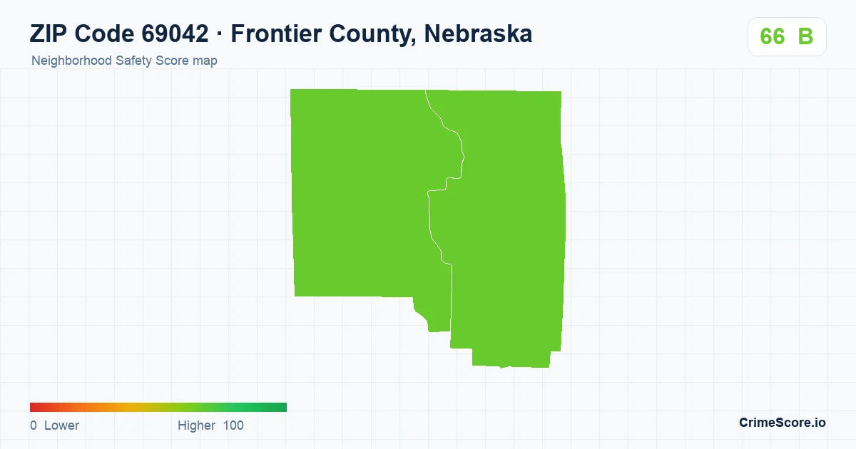 ZIP Code 69042 in Frontier County, Nebraska neighborhood Safety Score map