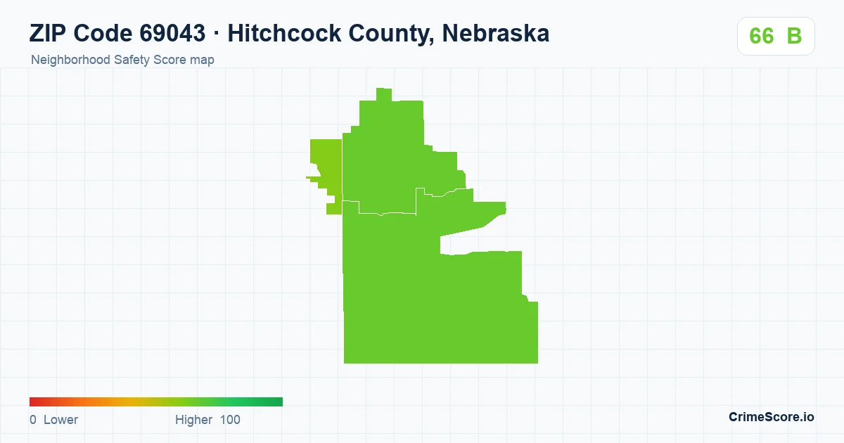 ZIP Code 69043 in Hitchcock County, Nebraska neighborhood Safety Score map