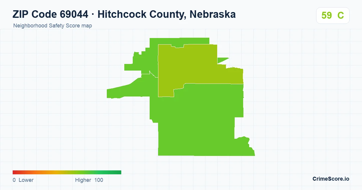 ZIP Code 69044 in Hitchcock County, Nebraska neighborhood Safety Score map