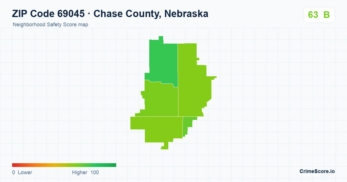 ZIP Code 69045 in Chase County, Nebraska neighborhood Safety Score map