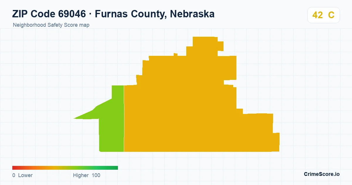 ZIP Code 69046 in Furnas County, Nebraska neighborhood Safety Score map